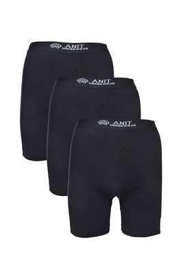 Anıt 1114 Likralı  Uzun Paça 3'Lü Boxer Siyah