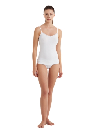 Blackspade Kadın İnce Askılı Atlet Comfort Elegance 1365 - Beyaz