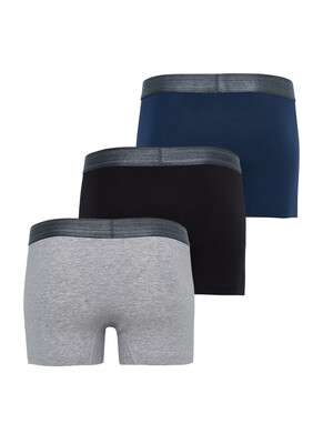 Blackspade Erkek Boxer 3′lü Paket Modern Basics 9472 - Gri Lacivert Siyah (Gri Bel Lastiği) - 2