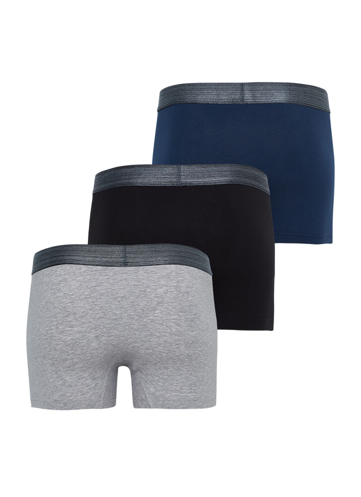 Blackspade Erkek Boxer 3′lü Paket Modern Basics 9472 - Gri Lacivert Siyah (Gri Bel Lastiği) - 2