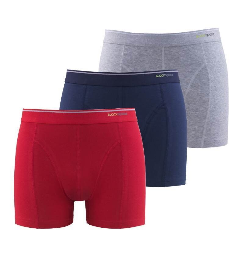 Blackspade Erkek Boxer 3'lü Paket Tender Cotton 9673 - Gri_Lacivert_Kirmizi - 1