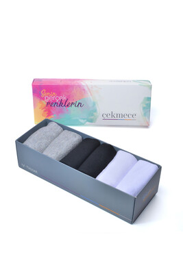Çekmece 12&prime;li Unisex  Basic Patik Siyah-Gri-Beyaz