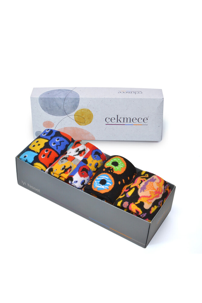 Çekmece 4'Lü Unisex  Hareketli Çorap Packman Dog  - 1