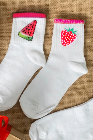 Çekmece 4′lü Meyve Desenli Unisex Konç Patik Meyve - 3