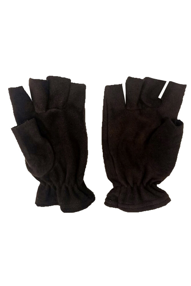 Çekmece 6 Parça Polar Bere Boyunluk Kesik Eldiven ve Çorap Set Siyah - 4