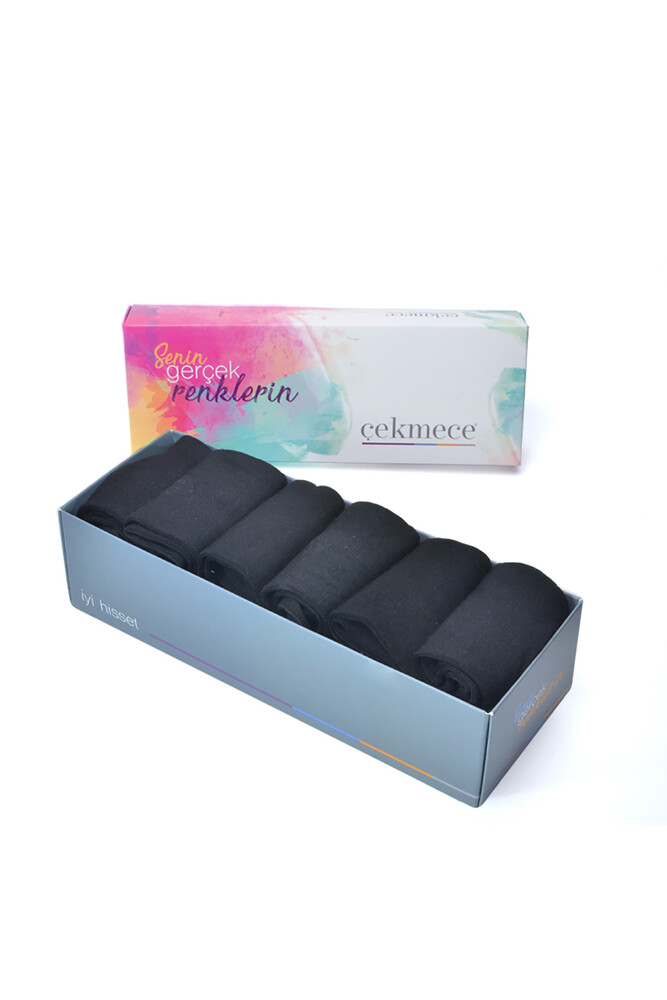 Çekmece 6'Lı Unisex  Bambu Patik Siyah - 1
