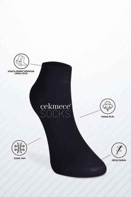 Çekmece 6'Lı Unisex  Basic Patik Siyah - 3