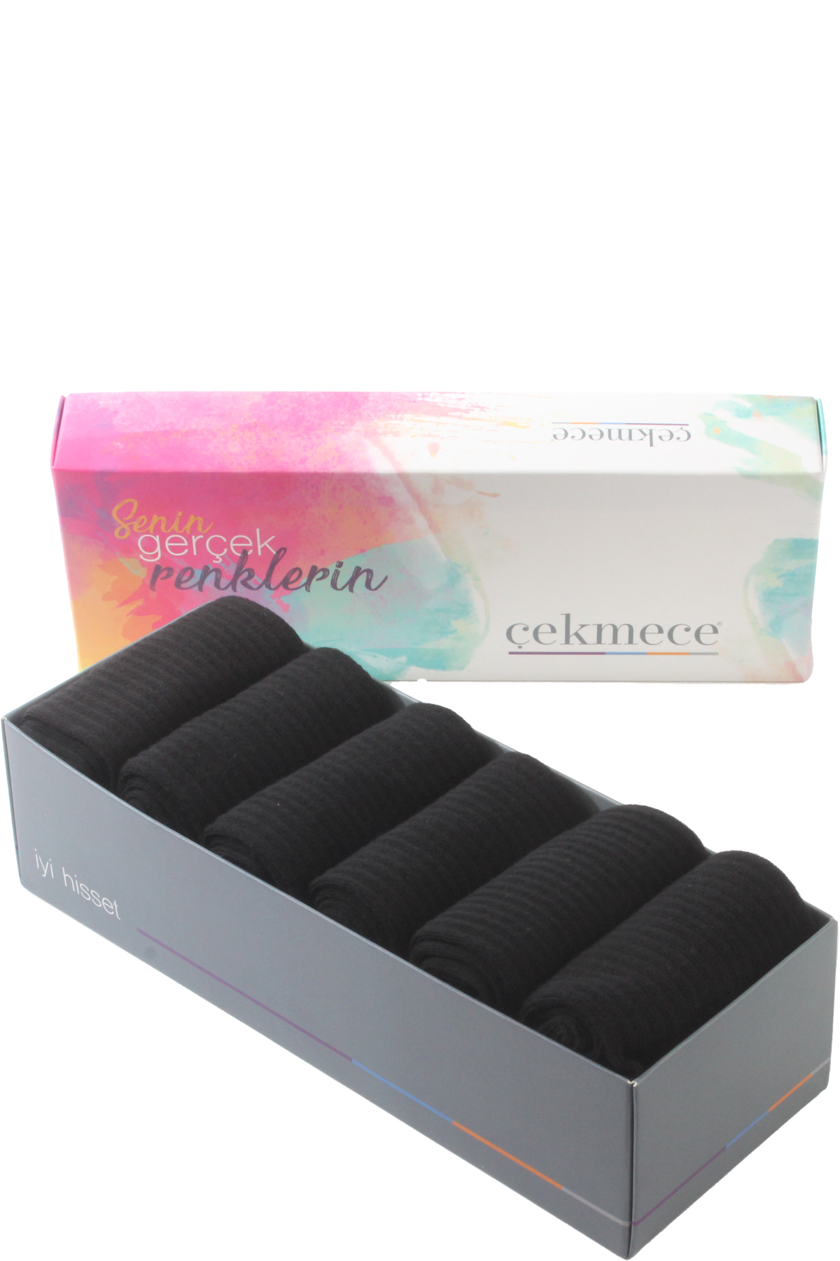 Çekmece 6'lı Unisex Kısa Konç Soket Siyah - 1