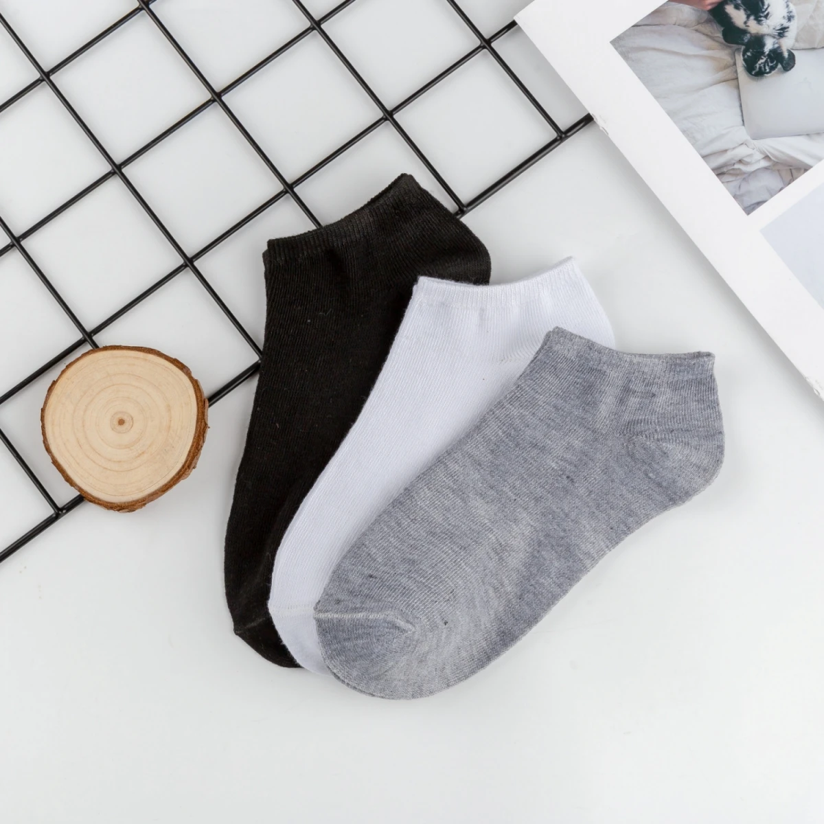 Çekmece 9′lu Unisex Patik Siyah-Gri-Beyaz - 2