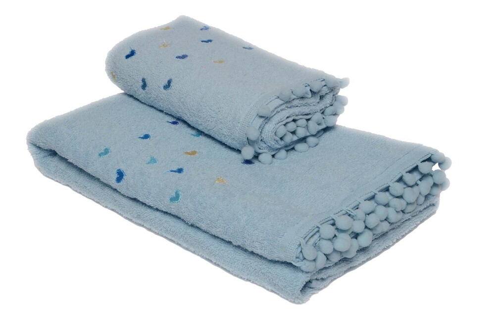 Çekmece Renkli Banyo  Havlu Seti Mavi - 4