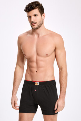 İlke 011 Düz Renk Penye Boxer Siyah