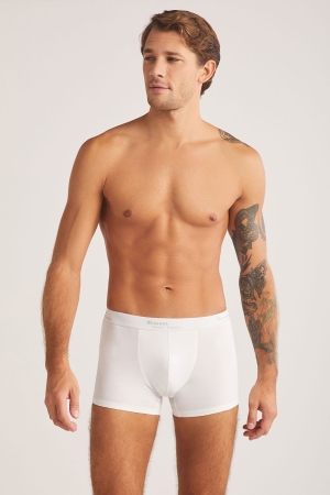 Kom Tight Pamuklu Erkek Boxer Beyaz