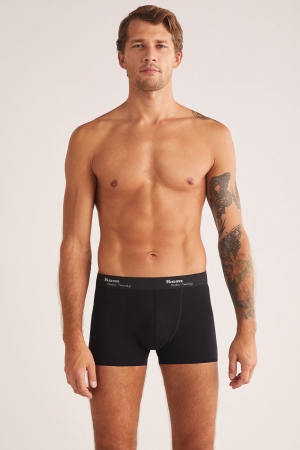 Kom Tight Pamuklu Erkek Boxer Siyah