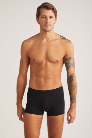Kom Troy Pamuk Modal Erkek Boxer Siyah