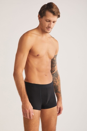 Kom Troy Pamuk Modal Erkek Boxer Siyah - 2