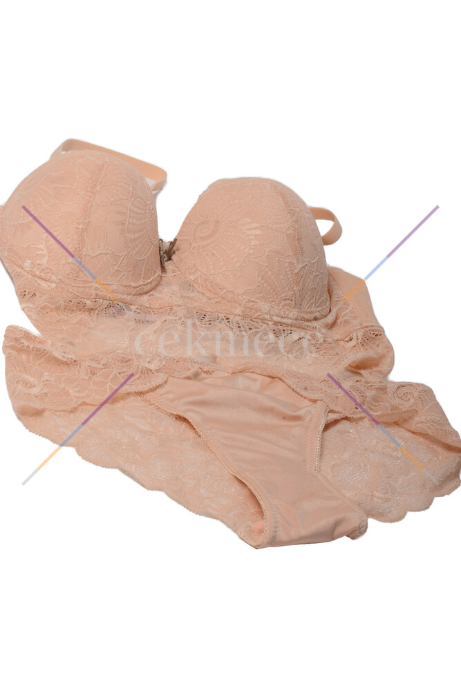 Nbb 4465 Strplez  Sütyen Külot Takım Somon - 4