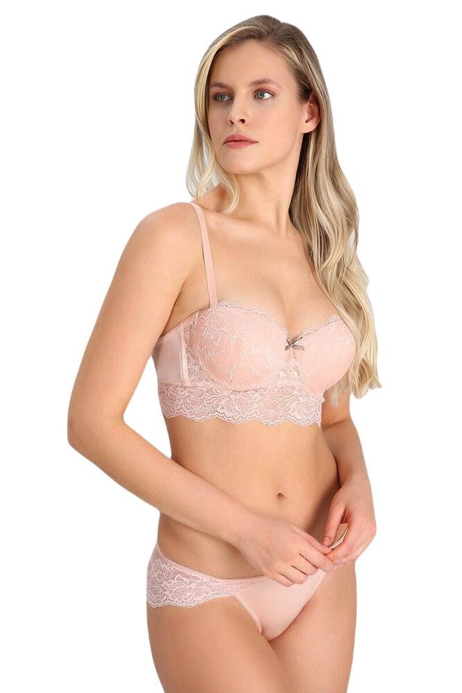 Nbb 4465 Strplez  Sütyen Külot Takım Somon - 1