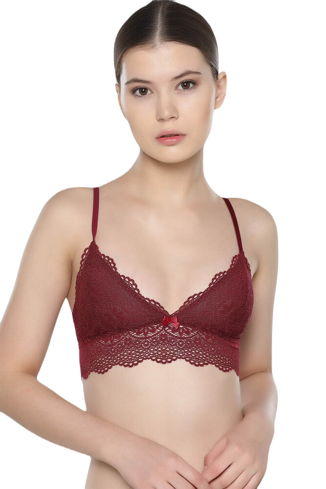 Nbb 4601 Dantel  Yarım Büstiyer Bordo - 1