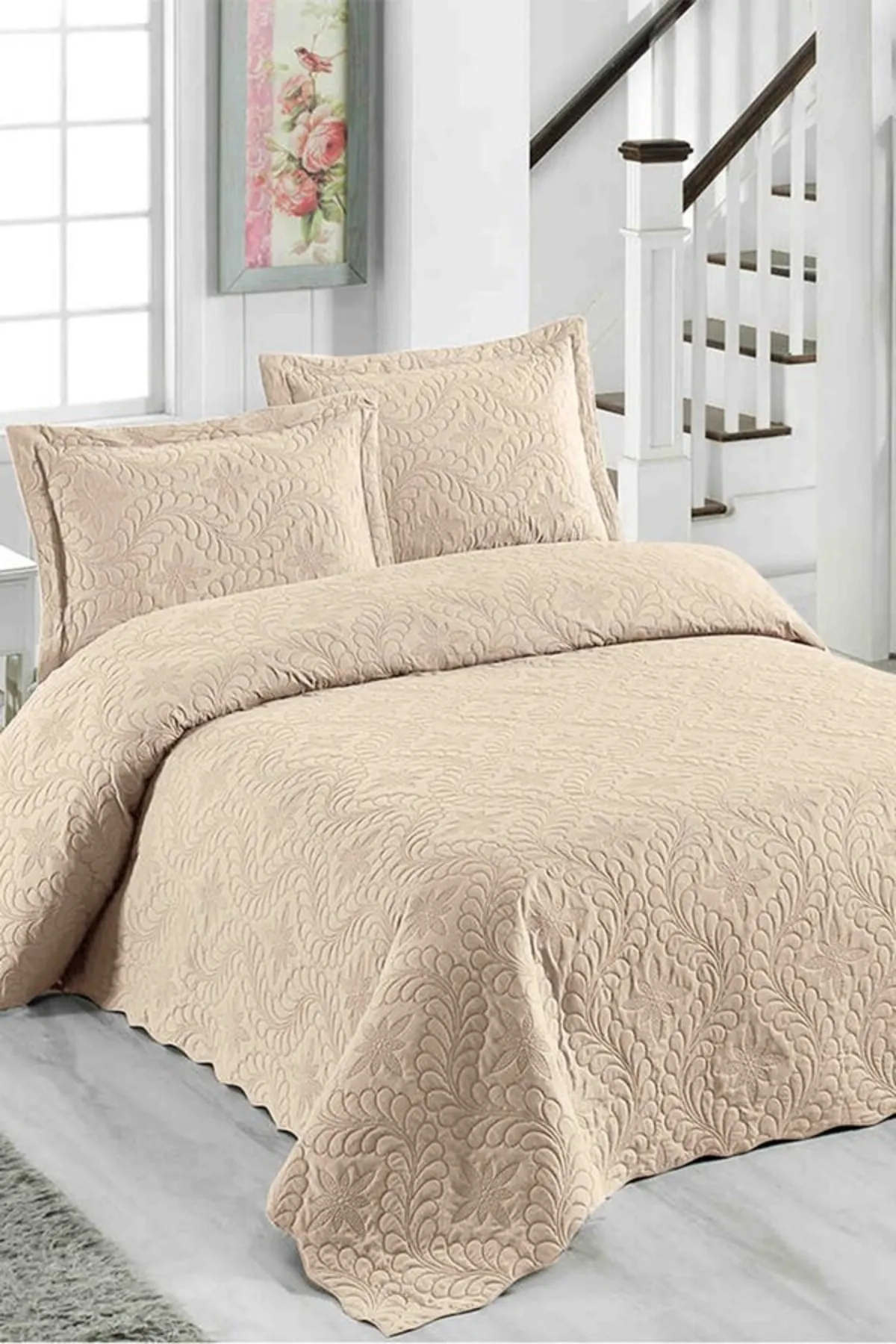 Örtüm Tek Kişilik  Yatak Örtüsü Sarmaşık Kahve
