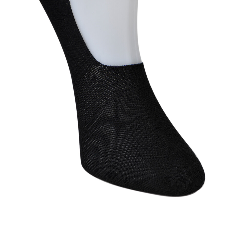 Solonine Premium 6'lı Unisex Görünmez Kaymaz Bambu Babet Çorap Siyah-Beyaz - 5