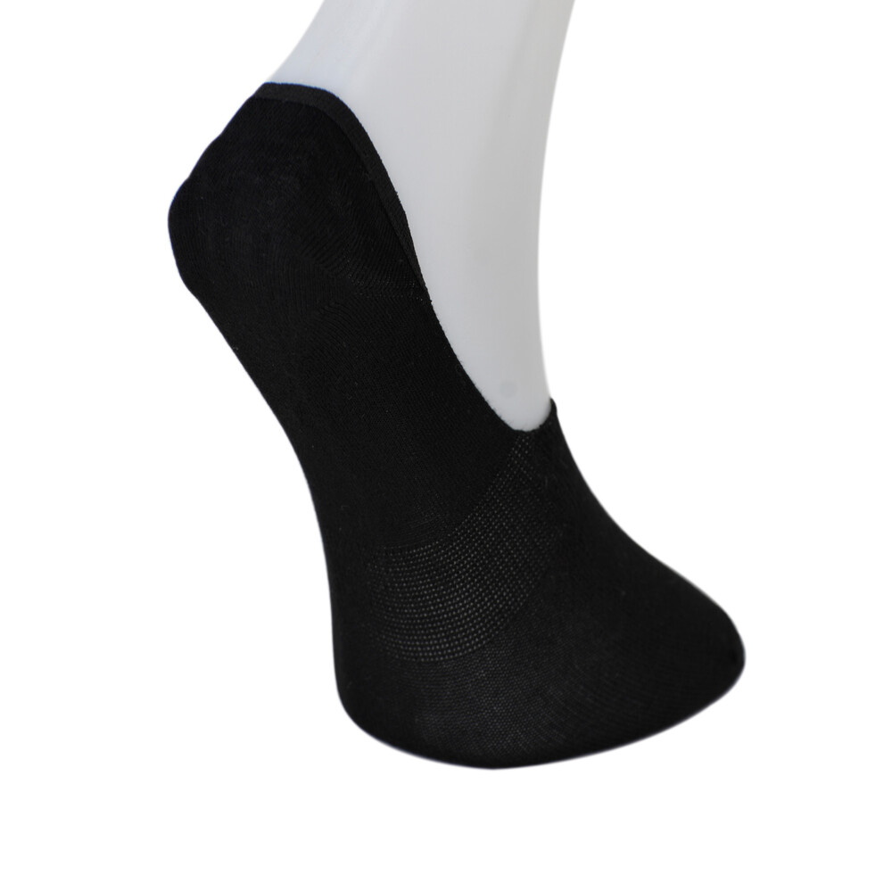 Solonine Premium 6'lı Unisex Görünmez Kaymaz Bambu Babet Çorap Siyah-Beyaz - 6