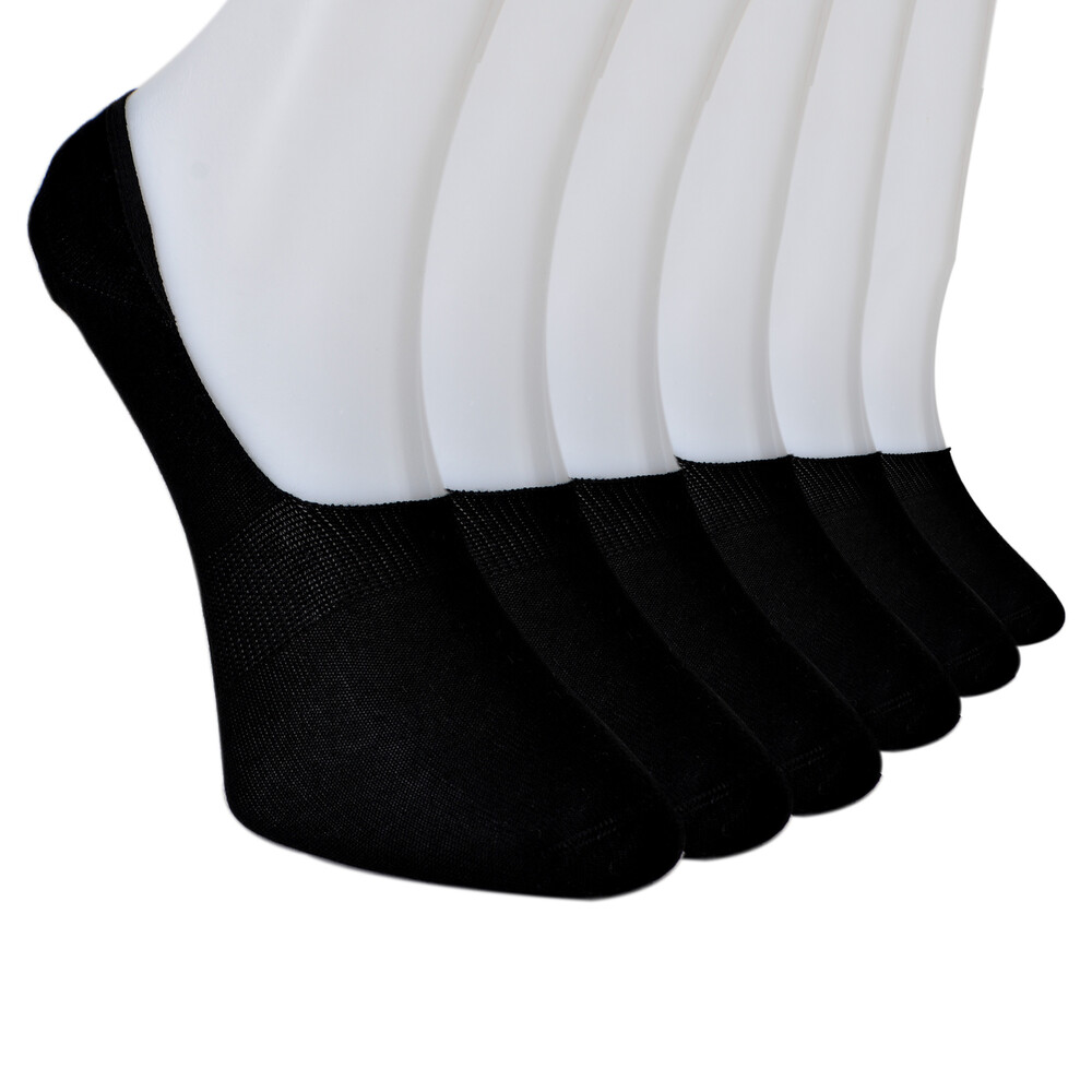 Solonine Premium 6'lı Unisex Görünmez Kaymaz Bambu Babet Çorap Siyah - 1